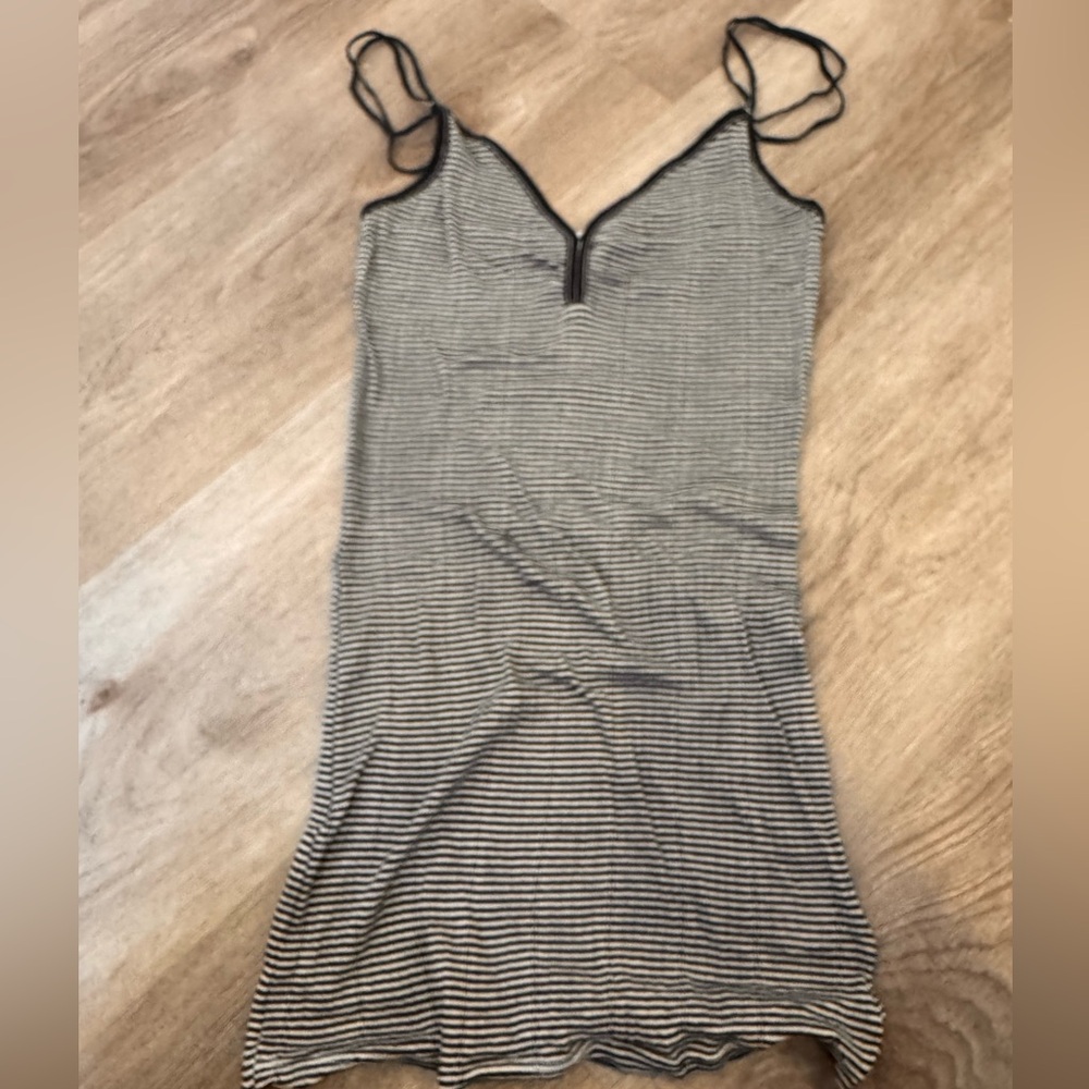 Free people slim black and white striped tank top 100% cotton size small